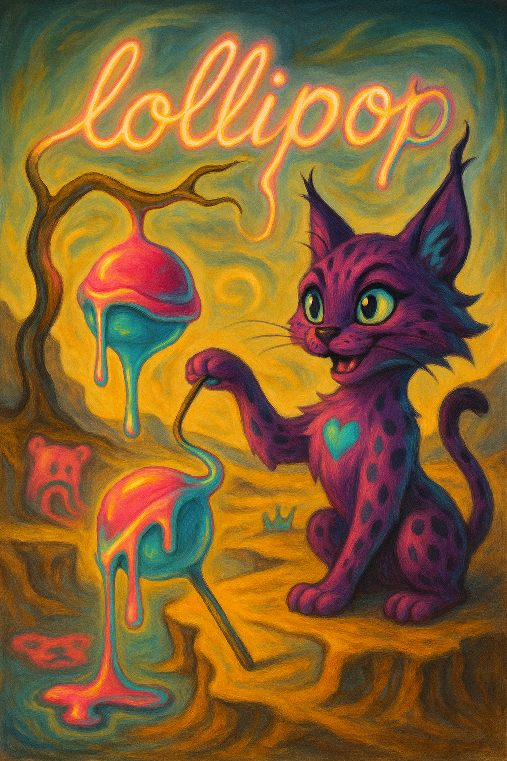 Lollipop Card - Dali Kitty