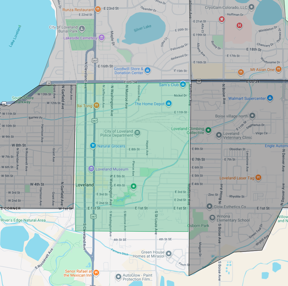 Downtown Loveland Delivery Area