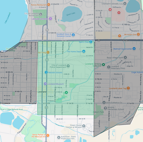 Downtown Loveland Delivery Area
