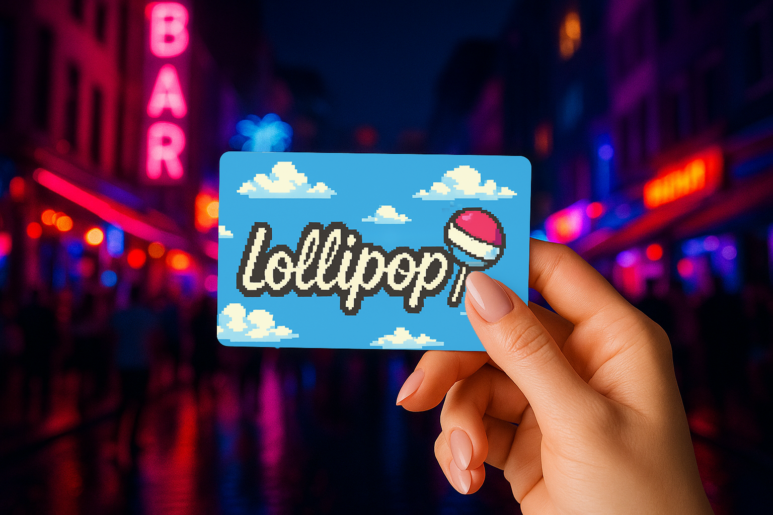 Lollipop Card - Pixel Clouds